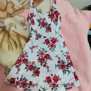 H&M Rose Print Mini Skater Dress